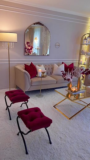 1.5M views · 35K reactions | ✨✨✨ Red is the new Classy ♥️ Curtain LED lamps by: Sekeymall ✔️ Gold Candle Holder by: Sziqiqi✔️ Check the links on my IG: @shopellglamhome 﫶 #livingroom #livingroomdecoration #livingroomideas #einrichtung #einrichtungsideen | 퐄퐋퐋퐀퐇 퐇퐎퐌퐄 | Facebook