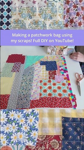 Scrap Busting Sewing Project - Patchwork Tote Bag - Visit ‪@sweetsmilingsoul‬ for tutorial 🤗
