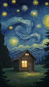 1.7K views · 20 reactions | Van Gogh Style Cabinet peaceful van gogh style cabinet, dreamy starry-night textures, swirling brushstroke patterns, calming blue–yellow palette, warm nostalgic ambience, artistic vintage decor, serene painterly mood, softly lit environment, cozy expressive details, tranquil art-inspired interior atmosphere | Peaceful. | Facebook