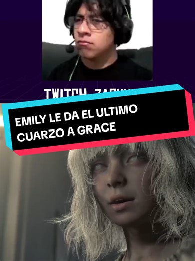 Emily le da el último cuarzo a Grace en Resident Evil