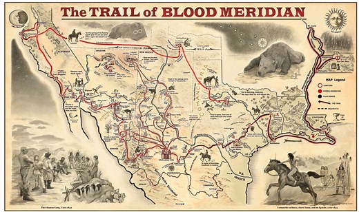 This detailed map of Cormac McCarthy's "Blood Meridian" will blow your mind