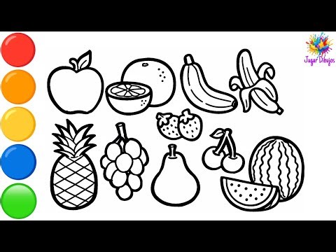 Dibuja y Colorea 10 Frutas 🍉🍊🍇🍌 Dibujos Para Niños