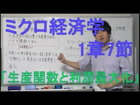 【ミクロ経済学】1章-7.生産関数と利潤最大化