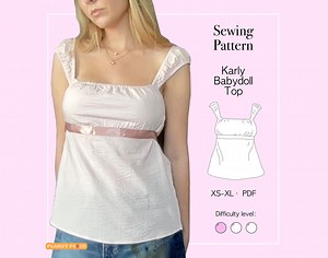 2000s Babydoll Top Sewing Pattern PDF: Y2k Cottagecore Tie Back Cap Sleeve (sizes XS-XL) - Etsy