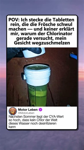 Chlorinator reinigt den Pool - oder explodiert einfach