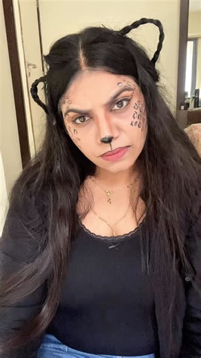 Priyanshi Chaurasiya on Instagram: "Leopard print Halloween makeup 🐆 #leopard #reelitfeelit #explore #réel #fyp #hairstyle #halloween #halloweenmakeupideas #halloweenhair #makeup #creativemakeup #diyhalloween #kidshalloween [easy last minute Halloween makeup ideas hairstyle long hair Halloween diy makeup creativity kids school Halloween party ideas hairstyle simple fancy dress Halloween ideas ]"