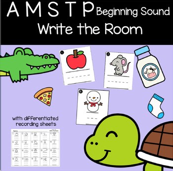 Beginning Sounds Write the Room | AMSTP Phonics Task Cards | Handwriting