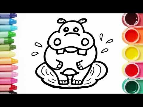 How to Draw a Hippo | Easy Step by Step Drawing and Coloring for Kids and Beginners