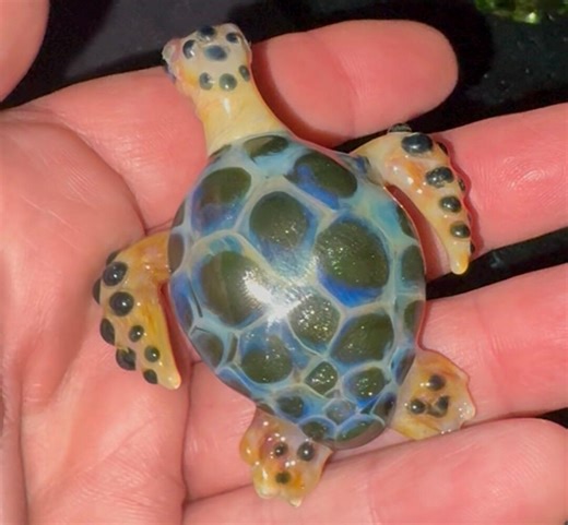 Borosilicate Sea Turtle Pendant | Hand Flame Sculpted Ocean Necklace | Unique Wearable Glass Art - Etsy