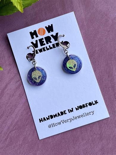 Handmade Holographic Alien Earrings | Spacecore Jewellery - Etsy
