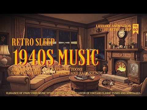 1940s Classic Music Style Tune Playing in Another Room in Seaside Cottage but it's Heavy Raining #60