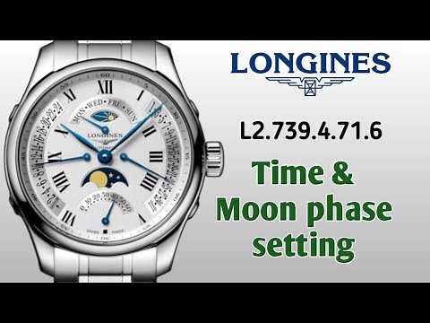 Longines Master Collection Retrograde L2.739.4.71.6 (How to set the time & moon phase)