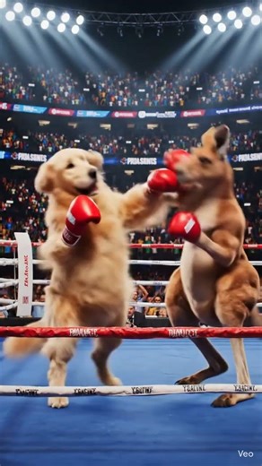 AI-generated chaos in the ring! 🥊🦘🐶 Kangaroo vs Dog — epic boxing showdown!Who wins this wild fight😂