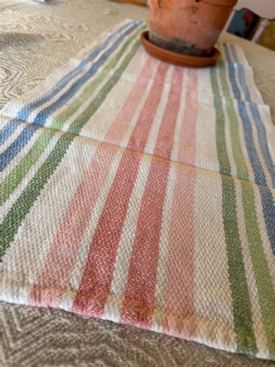 Vintage Striped Table Runner – Scandinavian Farmhouse Linen, Blue Green Red Stripes, Rustic Cottagecore Table Decor - Etsy