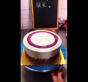 Satisfying Making Purple With Flower Icing Cake