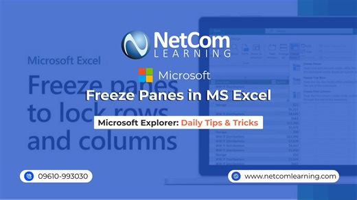 Microsoft Explorer: Daily Tips and Tricks - Freeze Panes in MS Excel Learn how to freeze panes in Excel to lock rows and columns for easy navigation. #ExcelTips #FreezePanes #MicrosoftExcel #ProductivityHacks #MicrosoftExplorer | NetCom Learning Bangladesh
