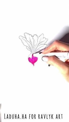 🥕 🎨 Easy Beet Vegetable Sketch 🌿🔔 Fun Food Tutorial 💚 #shorts #drawing #RavlykArt