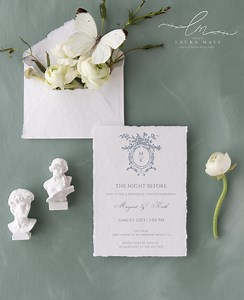 MARGARET | Rehearsal Dinner Invitation Template, Dusty Blue Wedding Crest & Monogram, Editable Rehearsal Invitation, Printable Download - Etsy