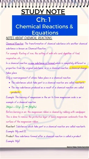 10th SSC Science Chapter 1 Chemical Reactions | Most Important Notes + MCQs 💯