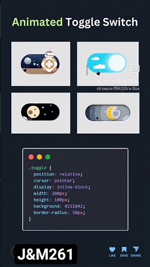 Beautiful Animated Toggle Switch Button using HTML & CSS | Modern UI Design #animatedbutton #coding