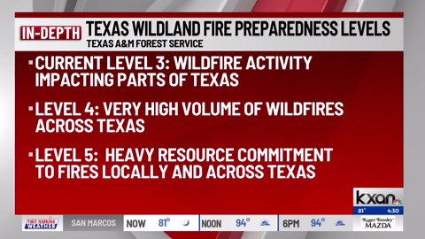 Texas wildland fire preparedness levels