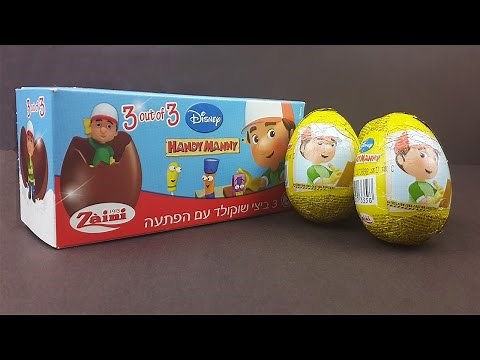 Handy Manny Surprise Eggs Unboxing - Chocolate Surprise Eggs Unboxing