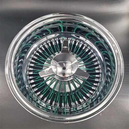 13x7 green spokes ready to go also in black, white, blue, copper red financing available | Wire Wheels Parts | Facebook