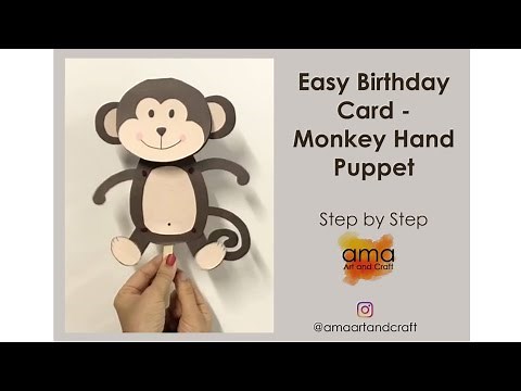 Diy monkey puppet card/birthday card