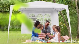 10'x10' Outdoor Party Tent, Tents for Parties, Wedding, Birthday, White Canopy Tent with 0 Removable Sidewalls & Transparent Windows, Outside Gazebo Event Tents for Backyard, Patio and Garden