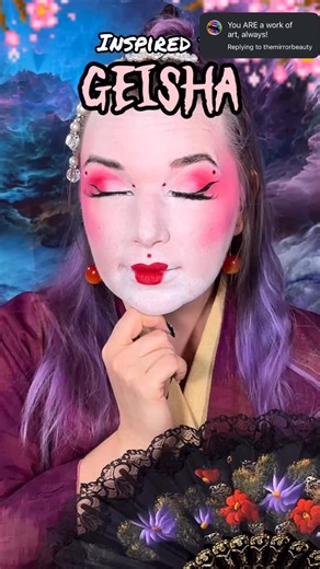 Ewa | makeup and lip artist | UGC creator on Instagram: "Makeup look inspired by Geisha🌸 PRODUCTS USED: @mehronmakeup Cream Blend stick in White @hudabeauty Easy Bake powder in Sugar Cookie @hudabeauty Faux Filter blush in Strawberry Cream @nomadcosmetics Chicago Speakeasy eyeshadow palette @blendbunnycosmetics Juicy Cheeks blush palette @ardellbeauty latex free Duo lash glue @anisabeauty concealer brush @bellabeautebar Dead Roses eyeshadow palette @sephora Sephora Collection liquid lipstick in