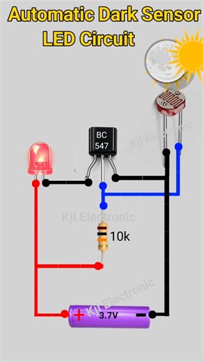Automatic Dark Sensor led Circuit using BC547 Trnsistor | LDR Light Sensor DIY #shorts #electrical