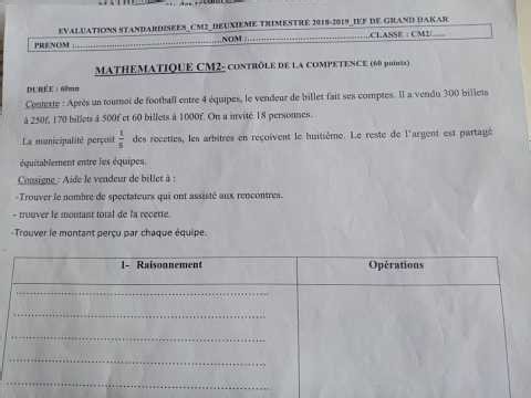 Correction of the second term test in CM2 CLASS