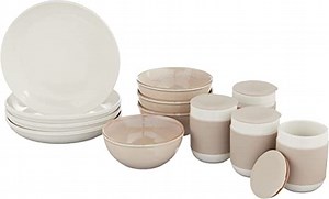 Corelle Stoneware Oatmeal – סט ייחודי מעבודת יד עם צלחות, קערות וכוסות 16 חלקים ל4 סועדים רק ב₪367! | ZUZU DEALS - זוזו דילס