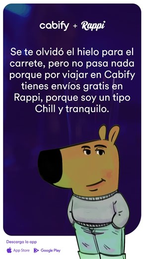 Se te olvidó el hielo para el carrete, pero no pasa nada porque viajas en cabify y tienes envíos gratis en Rappi. Un verdadero tío Chill de Cojones 🔥