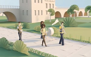【三维动画】创意清新三维纸片动画纸片角色动画《Into University》3D纸片风格C4D折纸动画 42
