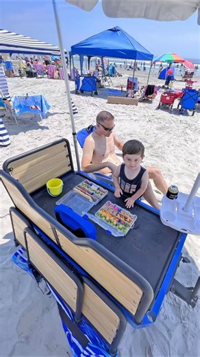Watch the Tramcar Please on Instagram: "Looking for the perfect holiday gift for a beach lover? Whether you’re shopping for grandparents, parents, young families, or anyone who lives for sunshine and sand, the e-Beach Wagon is the #1 holiday gift of the season. ✅ Holds up to 350 lbs. ✅ Travels approximately 25 miles per charge ✅ 4-in-1 functionality: wagon, table, bench, and utility cart ✅ Built-in dual USB chargers ✅ Built-in umbrella & flagpole mounts ✅ Tall removable railings ✅ Balloon wheels