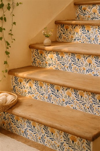 Floral Riser Panel / Flower Staircase Stickers / 12pcs SET - Etsy