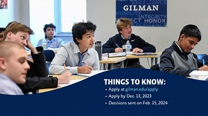 If you or a family you know are interested in Gilman, applications for 2024-2025 are now open, and we have an exciting lineup of fall visiting events! Register for an event at gilman.edu/visit and begin the application process at gilman.edu/apply | Gilman School