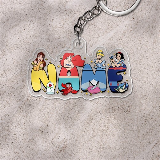 Personalized Princess Squad Alphabet Christmas Keychain, Custom Name Princess Team Christmas Tree, Princess Party Girl Xmas Gift SK4Q53 - Etsy