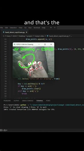 ESP32 Hand Tracking – Air Drawing with Fingers (Part 2) #shorts #subscribe #like #diy