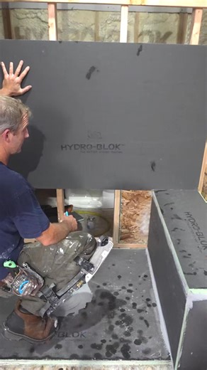 Hydro-Blok makes it easy 😃 Building a curbless shower has never been so simple 👍 Here are my 5 top reasons for endorsing and liking this system: 1. Its a fully waterproof foam board with cement coating that provides rigidity 2. Life time Warranty 3. Easiest drain connection I've ever installed 4. Easy to modify shower pan (customizing to fit an odd shaped shower is no problem) 5. Sealant application provides a fast & efficient method for installation Find a Hydro-Blok Dealer - https://bit.ly/3