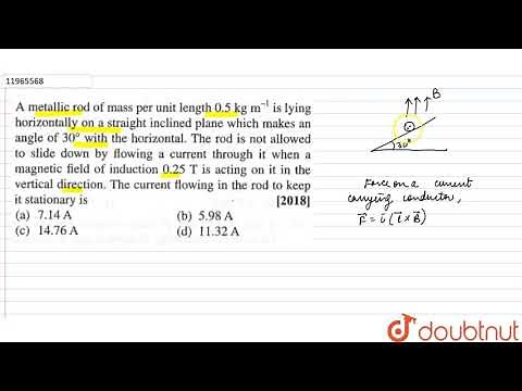 A metallic rod of mass per unit length `0.5 kg m^(-1)` is lying horizontally on a straght