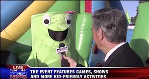 News reporter's interview with an inflatable mascot falls flat