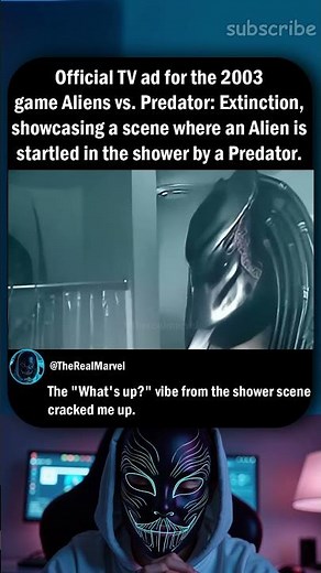 Official TV ad for the 2003 game Aliens vs. Predator: Extinction, showcasing a scene where an Alien