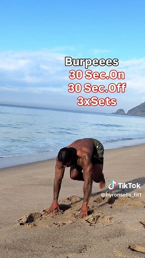 30-Minute Full Body Beach Workout This workout targets your back, legs, arms, and core full body, no excuses. You don’t have to be at the beach either. Do this at home, at the park, or anywhere you can move your body. Workout Structure ⏱️ 30 seconds work / 30 seconds rest 3 rounds of each movement Exercises \t•\tJack planks \t•\tMountain climbers \t•\tPlank hip dips \t•\tBurpees \t•\tJumping lunges \t•\tAir squats This is all about conditioning, endurance, and mental toughness. Control your brea