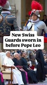 879K views · 13K reactions | For the first time in 57 years, a pope has attended the swearing-in ceremony of the Pontifical Swiss Guard. Pope Leo XIV took part in the event held in the San Damaso Courtyard at the Vatican. The 27 new recruits pledged their loyalty before the Holy Father — marking the first papal presence at the ceremony since Paul VI in 1968. | EWTN Vatican | Facebook