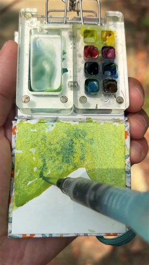 🎨 Tiny Watercolor Palette, Stunning Forest Painting