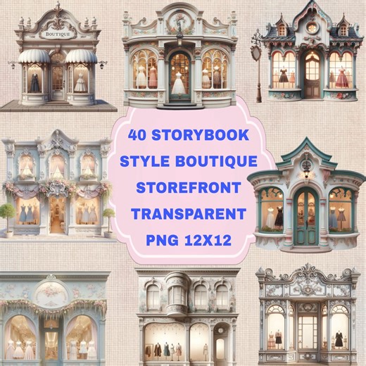 Storybook Core Boutique Store Front Clip Art . Transparent PNG. Clothing Shop. Scrapbook, Junk Journal, Sublimation, Print on Demand Supply - Etsy
