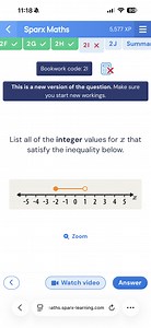 List all of the integer values for x that satisfy the inequalit... | Filo