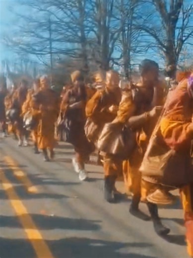 Walk For Peace ✌️ We got to meet the monks, they gave us a bracelet and a flower 🌼 @˜”*°•.˜”*°• KingLuckyee_NC_336 #walkforpeace #monks #fyp #peace #northcarolina